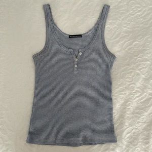 Brandy Melville Blue and White Striped Tank Top